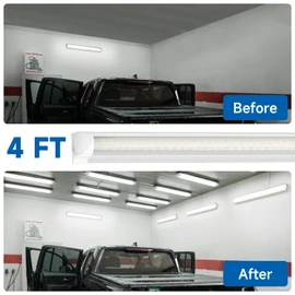 SHINESTAR 4FT Led Shop Lights, 40W 5000LM 5000K LED Shop Light Super Bright 75% Energy-Saving Linkable T8 Light Tube Integrated Fixture for Workshop Garage Basement, 10 Pack