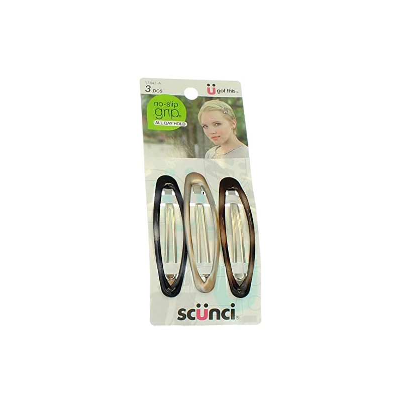 Scunci No Slip Grip™ Oval Clips Assorted Colors 3 Count