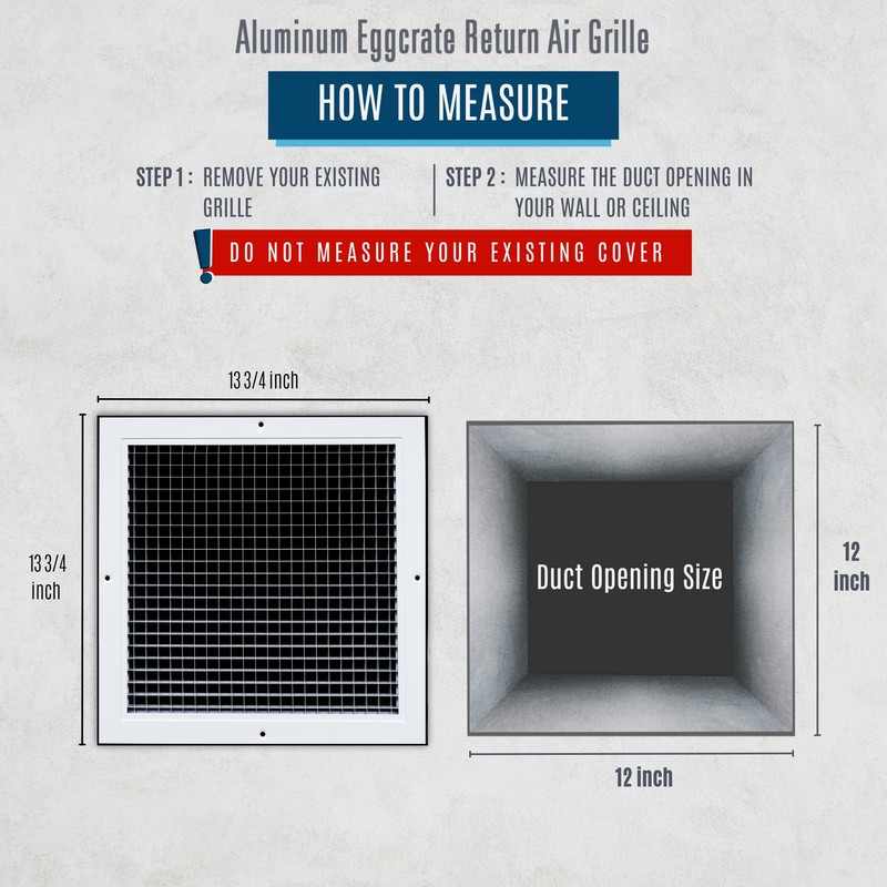 Fits 12x12 Duct Opening | Aluminum Eggcrate Return Air Grille