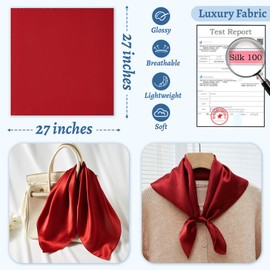 WUZININGLE 100% Mulberry Silk Scarf 27''x27'' Medium Square Silk Head Scarf for Women Silk Hair Scarf Silk Neck Scarf Fashion Pattern (Solid-Burgundy)