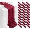 Dugpit 30Pack Burgundy Cheesecloth Table Runner 35x120Inch Cheese Cloth Table Runner 10FT Gauze Table Runners Rustic Sheer Table Runners for Wedding Birthday Baby Shower Party Decor