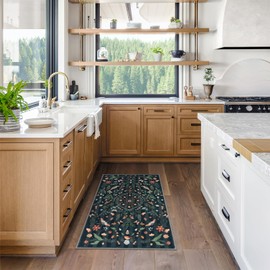 Lahome Insect Botanical 2x3 Kitchen Rugs Black Door Mat Indoor Entrance,Machine Washable Boho Floral Small Area Rug,Soft Non-Slip Indoor Carpet Throw Rugs for Entryway Bathroom Laundry(Black,2x3)