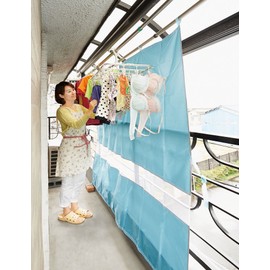 COGIT Balcony Thermal Curtain for Rain or Shine [Blue/One Size]