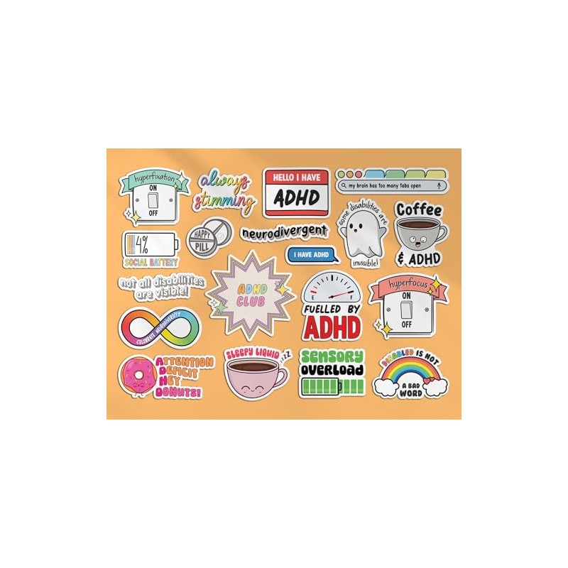 A4 Sticker Sheet ADHD Vinyl Stickers - Celebrate Neurodiversity Autistic