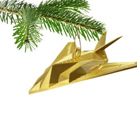 F117 Nighthawk Stealth Aircraft Christmas Tree Bauble Decoration Ornament For Christmas Xmas Noel (Gold)