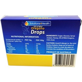 Solutions 4 Health Oil of Wild Oregano Lozenge Drops Honey Flavour x 12 Pack