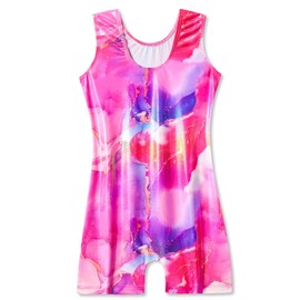 Girls Gymnastics Leotard Kids Tumble Bodysuits Size 8-9 Years Sparkle Pink Gold Gym Leos