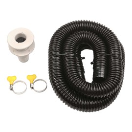 Bilge Pump Installation Kit With 1-1/8-Inch Dia Plumbing Kit - 6 FT Premium Quality Kink-free Flexible PVC Hose, 2 Hose Clamps and Thru-Hull Fitting Included