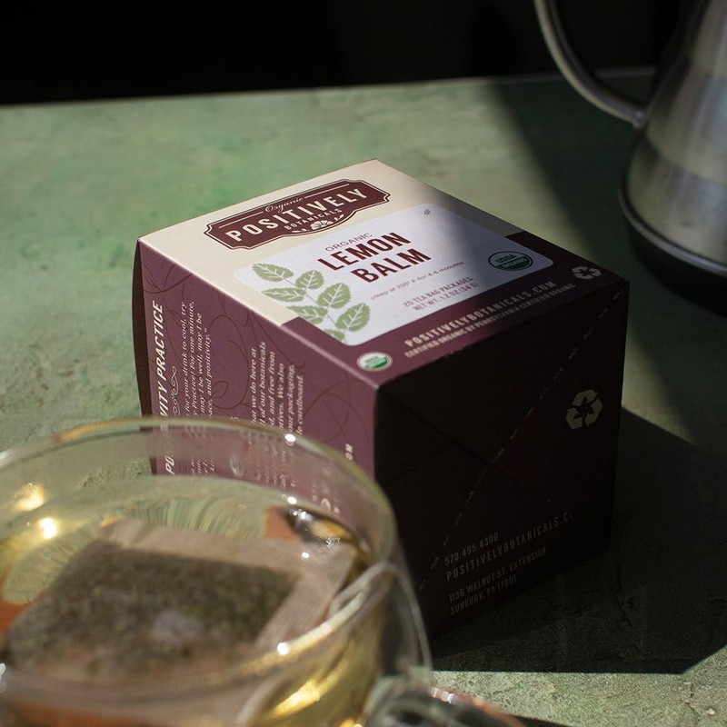 Organic Positively Botanicals Company, Lemon Balm Herbal Tea Bags, 20
