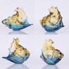 DOVDOV Hand Blown Glass Conch Statues, Blue and Amber Glass