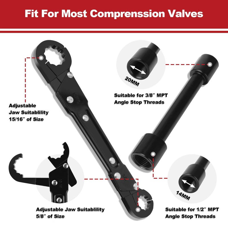 APIOLO Angle Stop Wrench Set,Professional Plumbing Tools Professional, Dual Kwik