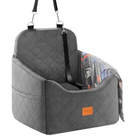 Dog Car Seat for Small Dog with Washable Mat, Memory Foam Booster Seat for Dogs Under 30lb, Elevated Pet Seat with Pockets, Anti-Slip Bed for Car, Perfect for Front & Back Seats with Safety Leash