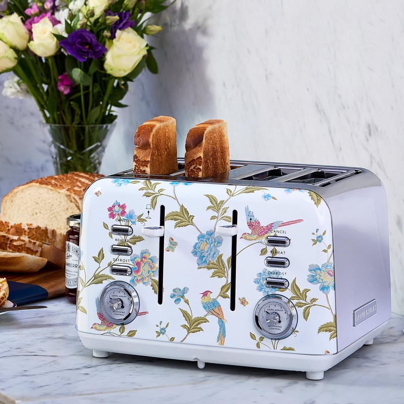 VQ Laura Ashley Elveden White Stainless Steel 4 Slice Toaster