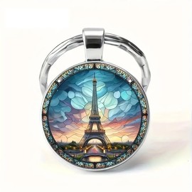 4Trails Eiffel Tower Paris Keyrin, Round Glass Dome Pendant