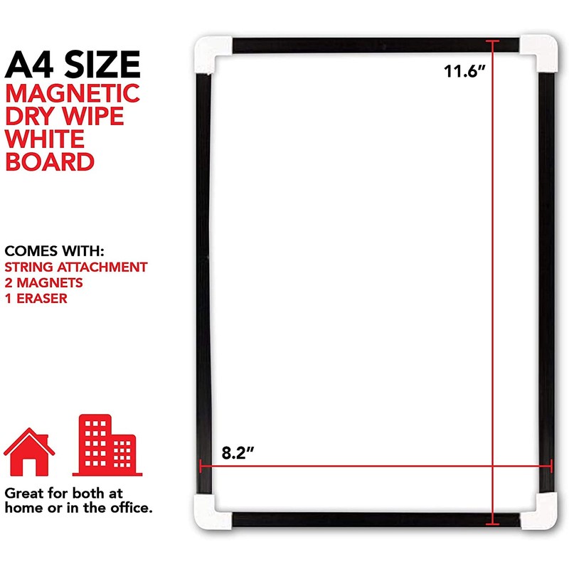 A4 Dry Wipe Whiteboard and Eraser | Home Kitchen Office