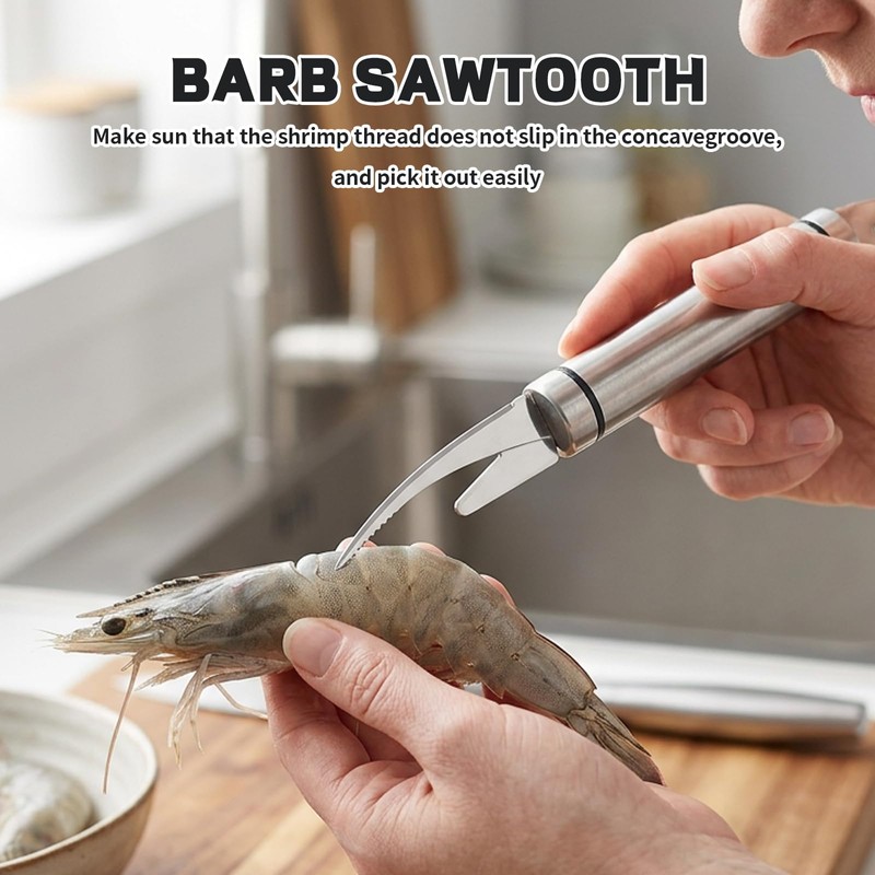 4PCS Shrimp Deveining Tool, Shrimp Peeler and Shrimp Deveiner Set