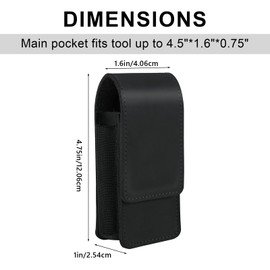 Leather Multitool Sheath for Belt, EDC Belt Pouch, Multitool Holster for Belt, Multitool Pouch Fits Folding Tool, Magnetic Closure EDC Belt Organizer, Multitool Holder Replacement, Black