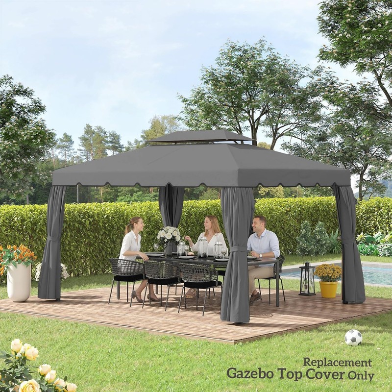 Outsunny 13' x 10' Gazebo Replacement Canopy, Gazebo Top Cover