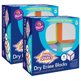 Mind Sparks® Dry Erase Blocks, Assorted Colors, 3" x 3", 4 Blocks Per Set, 2 Sets