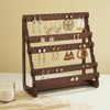 7-Layer Wooden Earring Holder Stand, Rustic Jewellery Display Organiser with