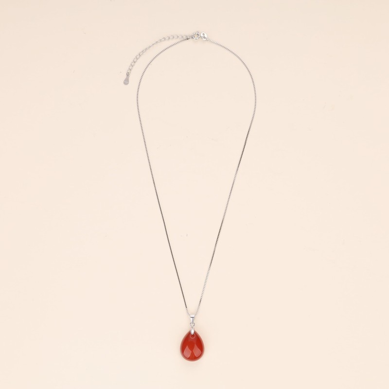 Coai Women's 925 Necklace with Angel’s Teardrops Pendant, Silver, Red