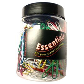 Whitecroft Essentials Stationery Tubs 32mm Large Plain Paper Clips - Assorted Colours (Pack of 500)