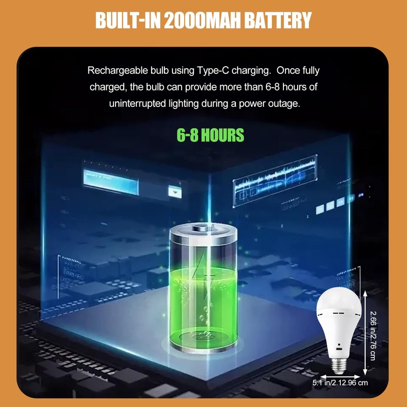 USB Rechargeable LED Bulbs 6Pk,A21 3CCT w/Remote 2000mAh