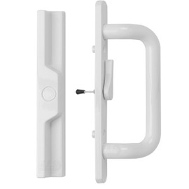 Sliding Glass Door 8.5" Handle Set Replacement | 3-15/16" Hole Spacing - No Mortise Lock | Fix and Repair Glass Door Hardware - Center Latch Handle, Right-Handed Orientation - White