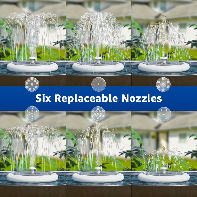 GGII 2-Pack Solar Fountain with RGB Lights 3.5W Solar Powered
