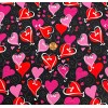 Unbranded Red & Pink Hearts on Black Valentine's Day Fabric,