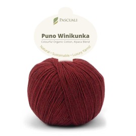 Pascuali Puno Winikunka Knitting Wool 70% Organic Cotton 30% Alpaca Wool, Alpaca Wool for Knitting and Crocheting, Colour: Mulberry 67, Pack of 6 x 50 g