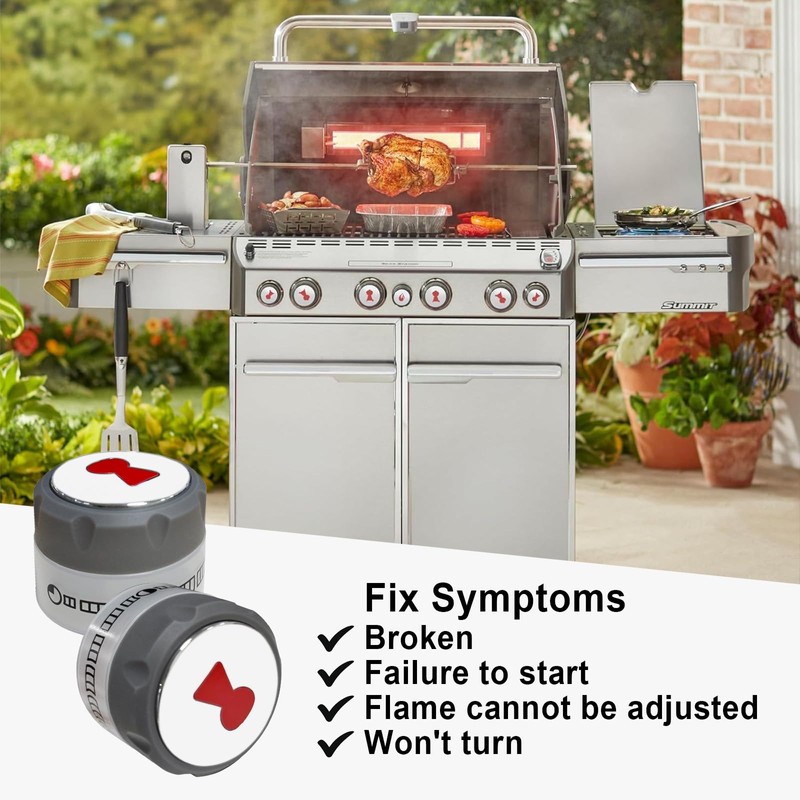 RKJFHIUR Upgraded 91538 Gas Grill Lighted Control Knobs,6 Pack Outdoor