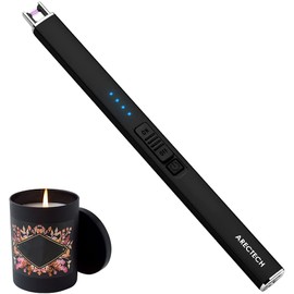 ARECTECH Lighter Electric Lighter Candle Lighter Rechargeable USB Lighter Plasma Arc Lighters for Candle Camping Kitchen Black
