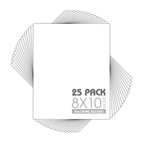 Mat Board Center, Pack of 25, 8x10 White Backing Boards