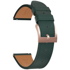 JWNSPA Top Grain Leather Watch Band - Quick Release Brushed Buckle Replacement Strap for Men - Choice of Width -18mm 19mm 20mm 21mm 22mm 23mm 24mm (21mm, Dark Green & Rose Gold Buckle)