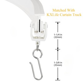 KXLife Carrier Rollers for Flexible Ceiling Curtain Track, Bendable Curtain Track Pulley, Curtain Track Carrier Hooks(Set of 24)