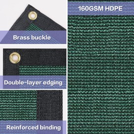 ZGR 3' x 152' Privacy Fence Screen Heavy Duty Windscreen Cover Shade Net Cloth Fencing Fabric Mesh Tarp with Brass Grommets and Cable Zip Ties, 160 GSM 90% UV Blockage, Green