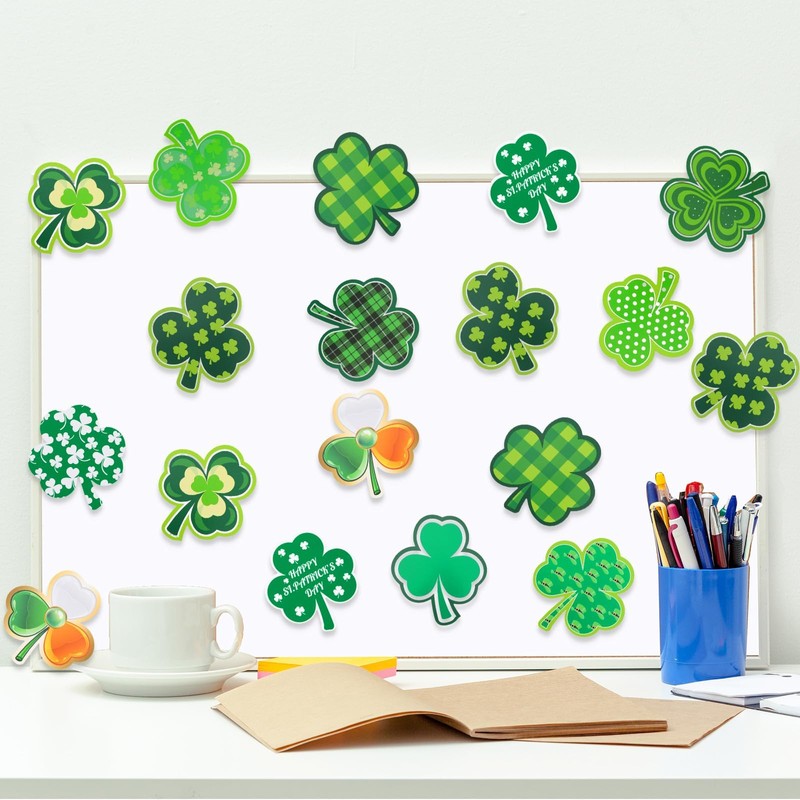 JUNEBRUSHS Shamrock Cutouts, 120Pcs St. Patrick's Day Cutouts Assorted Pattern