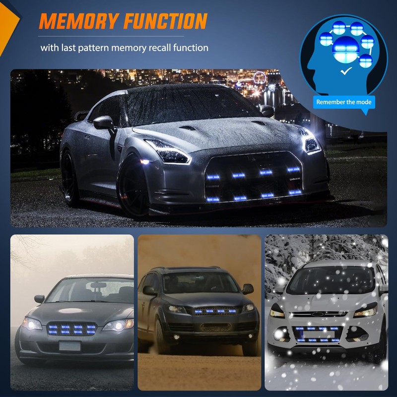 Nilight 8PCS Led Strobe Lights with Controller 12V 24V Sync