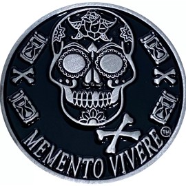 Simply Minimal Silver Color Plated Memento Mori, Dia de Los Muertos, Day of The Dead Coin