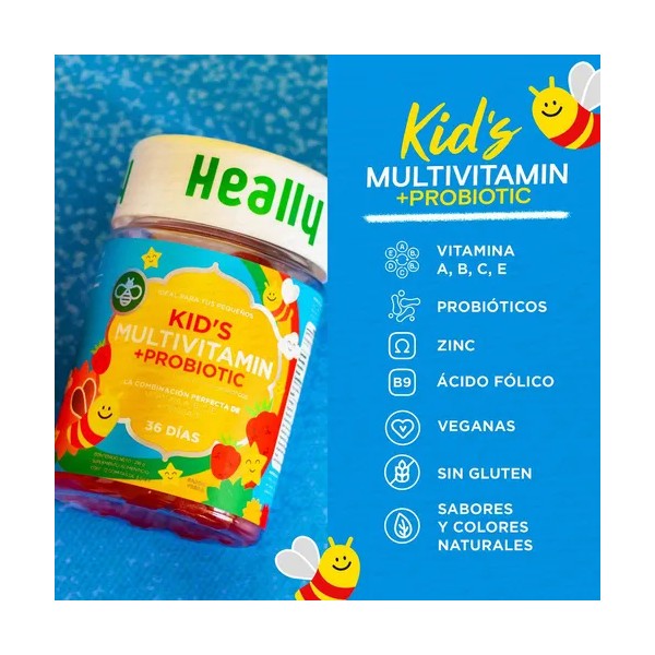 Heally Multivitamínico Para Niños, 72 Gomitas Vitaminas 216g Sabor Fresa