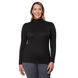 32 DEGREES Heat Womens Ultra Soft Thermal Lightweight Baselayer Mock Neck Long Sleeve Top, Black, Medium