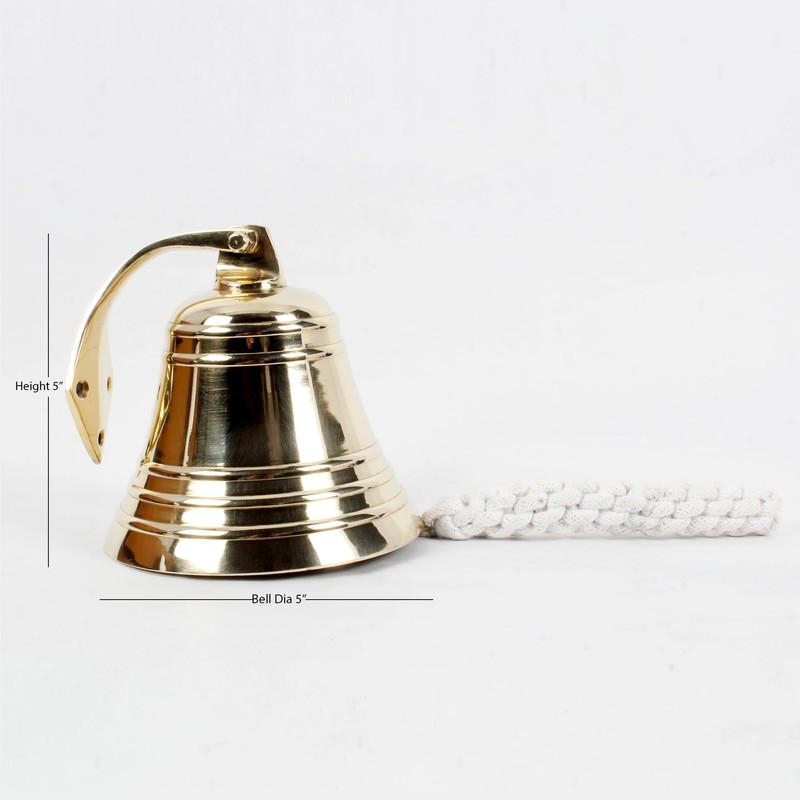 5" Brass Ship Bell – Polished Nautical Maritime Heavy Duty