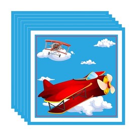 20Pcs Airplane Birthday Party Napkins,Summer Theme Party Decorative Napkins,Aircraft Napkin Serviette Tissue Blue Sky White Cloud Napkins for Boy Kids Birthday Baby Shower Airplane Party Decorations