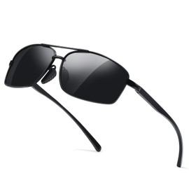 kunchu Sunglasses-Mens-womens Polarised Rectangular Sunglasses-Ladies Lightweight Metal Frame UV400 Protection Retro Sunglasses Sports Sunglasses Travel Sunglasses (black)