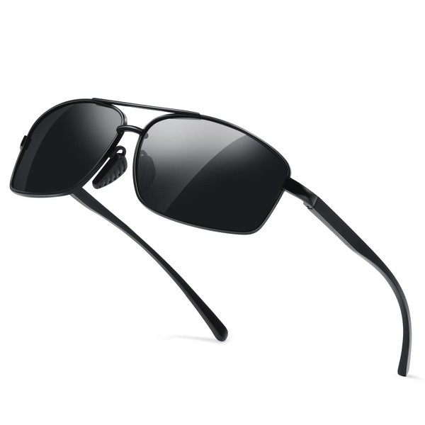 kunchu Sunglasses-Mens-womens Polarised Rectangular Sunglasses-Ladies Lightweight Metal Frame UV400 Protection