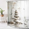 Zen Bamboo Gray Butterfly Stone Spa Pastel Bathroom Shower Curtain