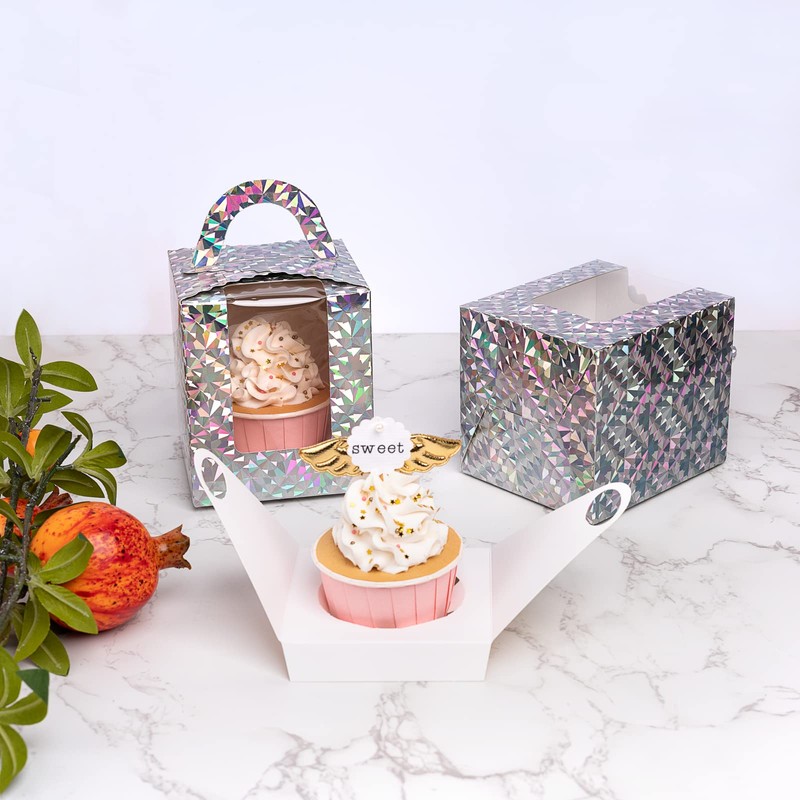 Roponan 30 Pieces Single Cupcake Boxes, Paper Bakery Boxes, Individual
