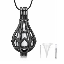 QGJNSGC Urn Necklace Openwork Teardrop Urn Locket Ash Necklace Memorial Jewellery Cremation Jewellery Funeral Keepsake Jewellery Ash Holder, Stainless Steel