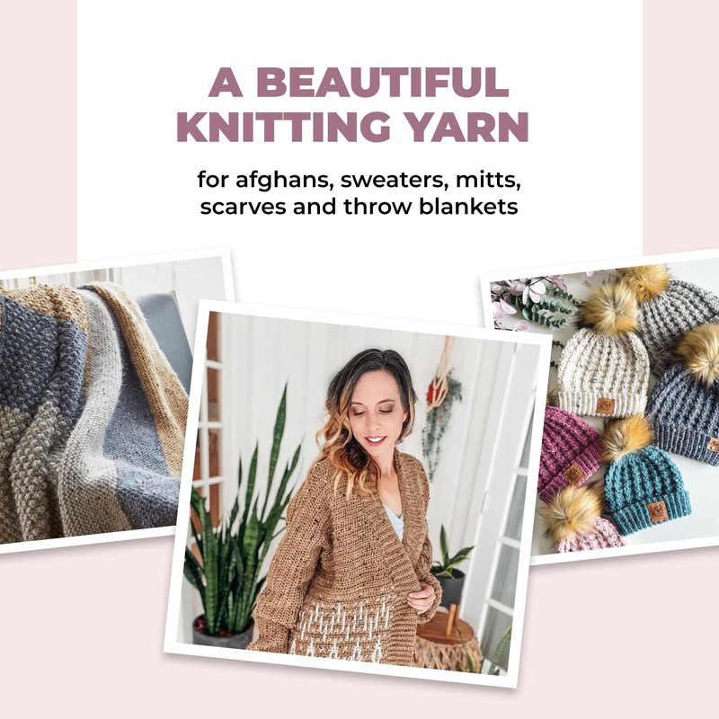 Mary Maxim Alpaca Yarn, Soft, Warm Tweed Yarn for Crocheting